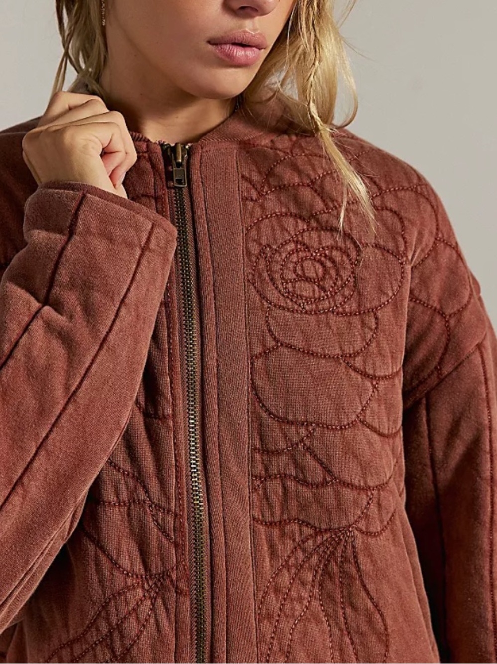 Free People- Rose Front Zip Jacket cinnamon XS